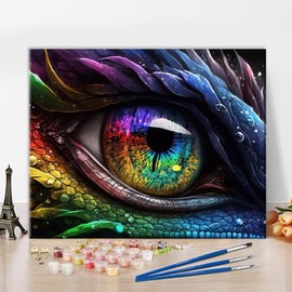 TUMOVO Paint by Numbers for Adults Beginner Dragon Eye Paint Number Kits Multicolor Eye Paint by Number Mythological Creatures Paint by Number Kits DIY Oil Painting Kits, 16 x20 Inch