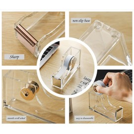 Acrylic Tape Dispenser, Transparent Office Tape Dispenser, Clear Acrylic Desk Dispenser Kit,Beautiful Modern Accessory for The Stylish Desk at Home, Office, School, Holds Standard, Large Tape Rolls