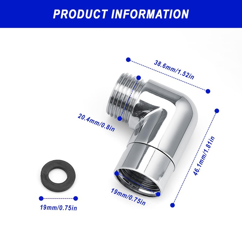 Pack of 2 Shower Hose Adapter, PARFCO 90 Degree Extension
