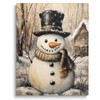 Christmas Canvas Wall Art Decor - Charming Snowman with Black