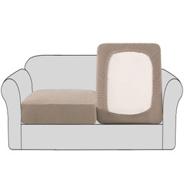 H.VERSAILTEX High Stretch Couch Cushion Covers,Chair Sofa Seat Slipcovers Couch Cushion Cover Stretch Furniture Protector for Kids, Pets(2 Packs Cushion Loveseat Covers, Sand)