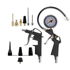Air Compressor Accessories - 13 Piece Kit with Heavy Duty Air Blow Gun, 220 PSI Tyre Inflator Gauge and Rubber Hose