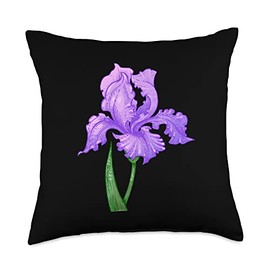 Big Herbs Color Line Graphic Iris Purple Flower Herb Plant Retro Vintage Drawing Art-Iris Throw Pillow, 18x18, Multicolor