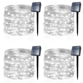 Paqisun 4 Pack Solar String Lights Outdoor, Total 160FT 400LED Solar Powered Fairy Lights Outdoor Waterproof 8 Modes, for Patio Garden Holiday Tree Yard Party Wedding, White