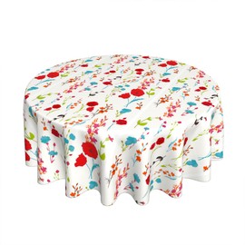 SASTYBALE 70 Inch Round Vinyl Tablecloth with Flannel Backing, Water-Proof Oil-Proof PVC Tablecloths Stain-Resistant Wipe-able Rectangle Table Covers for Dining, Camping, Indoor and Outdoor