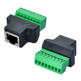 COVVY RJ45 Screw Terminal Adapter, CCTV/DVR Ethernet Connector RJ45 Female Jack to 8 Pin Screw RJ45 Connector (2PCS)