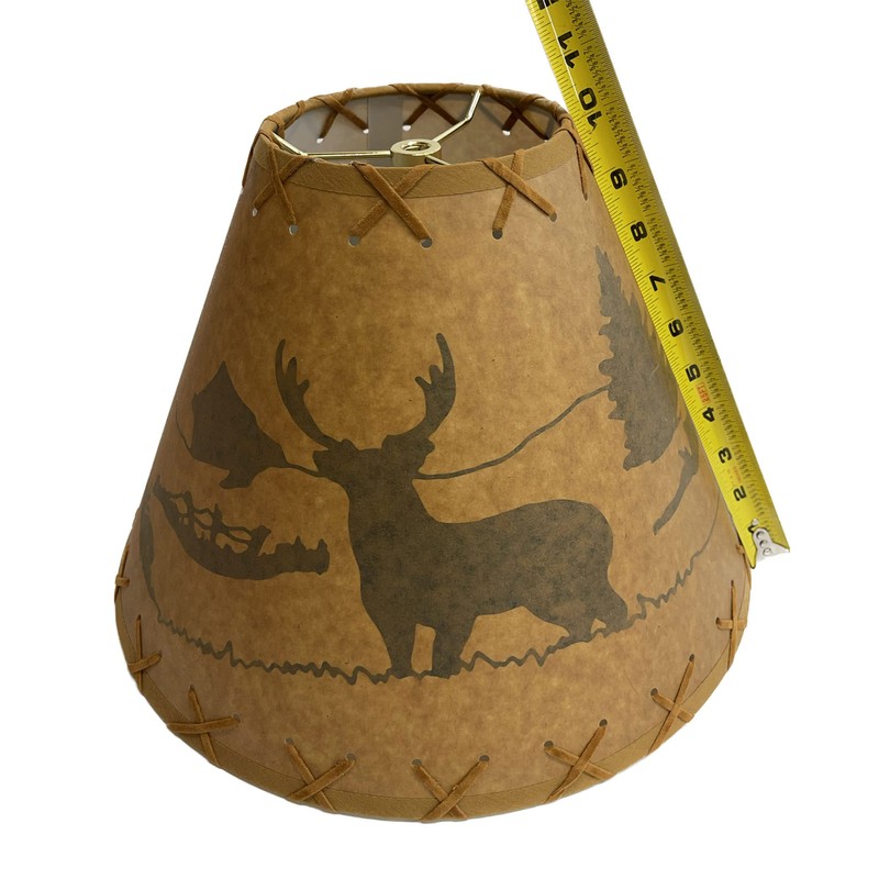 Rustic Oiled Kraft Laced Deer Lamp Shade - 14"