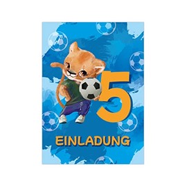5th Birthday Invitation Cards for Children's 5th Birthday Party Boy Football Lion Pack of 12