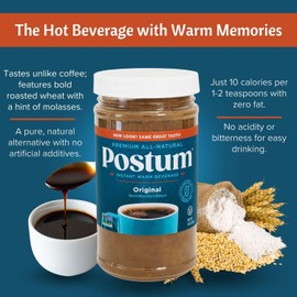 Postum Coffee Substitute Original (2x8oz) | Coffee Alternative Caffeine Free with Roasted Wheat Bran & Molasses | Natural, Non-GMO, Vegan Coffee Replacement Drink