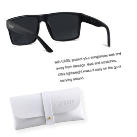 LYZOIT Square Sunglasses for Men Women Polarized Oversized Big UV Protection Driving Running Golf Sports Sun glasses