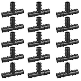 15 Pack TenKe PEX A F1960 Poly Expansion Fitting 1" TEE Elbow Pex A Cold Expansion for Plumbing Corrosion Resistant (15pcs 1" Tee)
