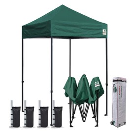 Eurmax USA 5'x5' Ez Pop Up Canopy Tent Commercial Instant Canopies with Heavy Duty Roller Bag,Bonus 4 Sand Weights Bags (Forest Green)