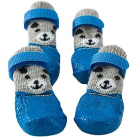 Dog Cat Boots Shoes Socks Anti-Slip Dog Sock Shoes Waterproof Dog Shoes Rain Snow Dog Booties Fit for Small Dog (Blue, M)