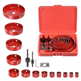 HARFINGTON 13pcs Hole Saw Set 3/4" - 5" (19mm-127mm) HSS (High Speed Steel) Professional Hole Saw Drill Bit Kit with Mandrels Hex Key Installation Plate for Metal Wood Plastic Plasterboard