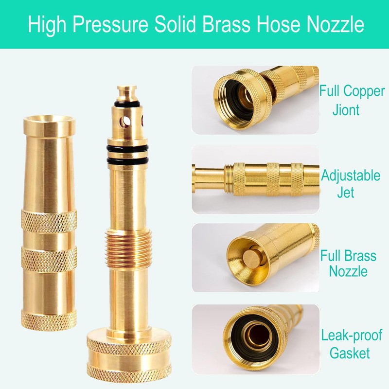 Solid Brass Heavy Duty Adjustable Twist Hose Nozzle,CM CUMIZON Jet