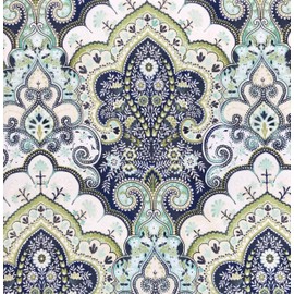 Serafina Home Hotel Quality Fabric Bathroom Shower Curtain: Floral Paisley Moroccan Damask (72 x 70 inches)
