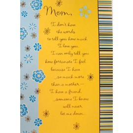 Braille Embossed Mothers Day Greeting Card - Mom, I don't have the words to tell you how much I love you