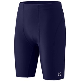 G Gradual Boys Swim Jammers Youth Competitive Swim Team Trunks Quick Dry Stretch Racing Swimsuit Swimming Shorts for Boy(Navy,L)