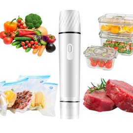 Handheld Vacuum Sealer for Food, Portable Cordless Sealer for Food Preservation and Storage, Compatible with Anova Vacuum Sealer Bags, Containers, etc, Perfect for Joule Sous Vide (White)