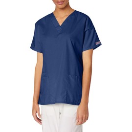 CHEROKEE Women's V Neck Scrubs Shirt, Navy, Medium