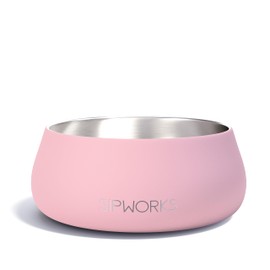 Sipworks Dog Bowl - Weighted Stainless Steel Dog Bowl with Non-Slip Base - Portable Metal Food and Water Bowls for Dogs - Pet Bowls for All Breeds Sizes for Travel & Outdoor Play - 32oz | Flamingo