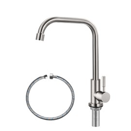 Cold Only Water Faucet Single Hole Kitchen Sink Faucet SUS304 Stainless Steel Brushed Nickel