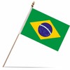 NJ & NJBW 20 Pack Small Mini Brazil Flag on Wooden Stick - 5 x 8inch Miniature Portable Handheld Pole Brazilian Flags Decorations