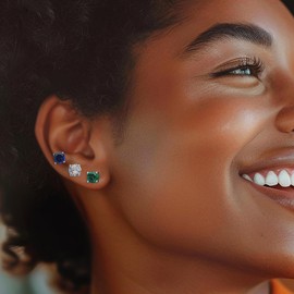 Ross-Simons 7.50 ct. t.w. Simulated Multi-Gemstone Jewelry Set: 3 Pairs Of Stud Earrings in Sterling Silver