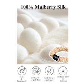 THXSILK 100% Mulberry Silk Scrunchies for Women, No Damage Hair Ties for Grils, Silk Smooth Ponytail Holder, Small 3 PCS, Champagne