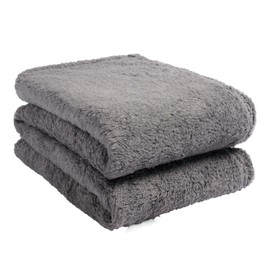 Brentfords Teddy Fleece Throw, 150 x 200 cm, 100% Polyester, Charcoal Grey, Double