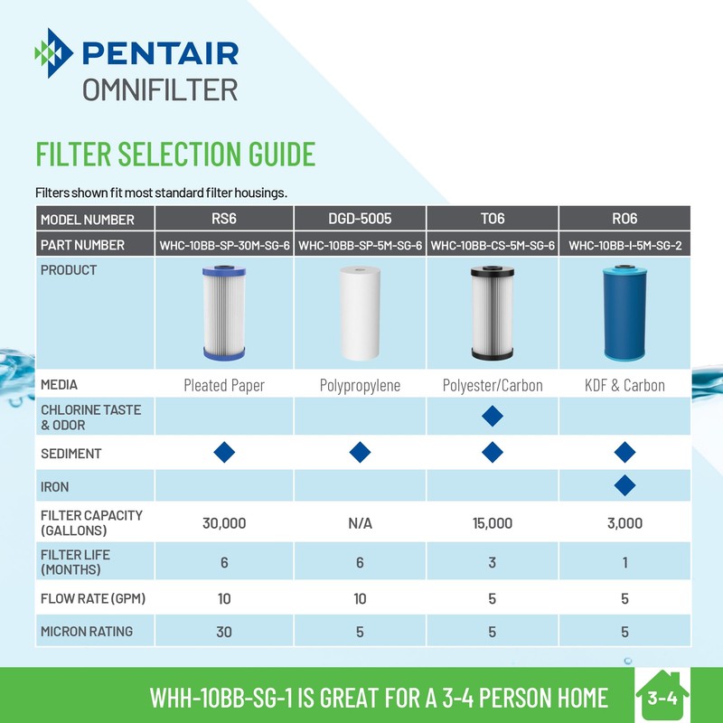 Pentair OMNIFilter Whole Home 10" Heavy-Duty Big Blue Water Filtration