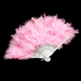 Jagowa 1 Piece Feather Fan Fluff Fan Hand-Operated Wedding Fan Delicate Elegant Party Fan Feather Fan Folding Fan Performance Dance Accessories Hair Fan (Pink)