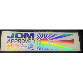 OwnTheAvenue JDM Approved V01 Racing Drifting Holographic Oil Slick Sticker Decal 7"