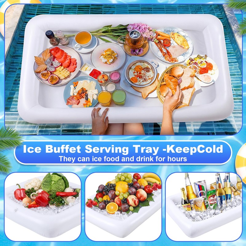 Leitee 8 Pack Inflatable Ice Serving Bars for Food, Table
