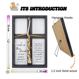 A Cord of Three Strands Wedding Sign Wall Decor 15x10 Inch Christian Marriage Art Wood Framed Unity Cross Braid for Wedding Ceremony Ideas Religious Couple Anniversary Wall Hanging (Black)