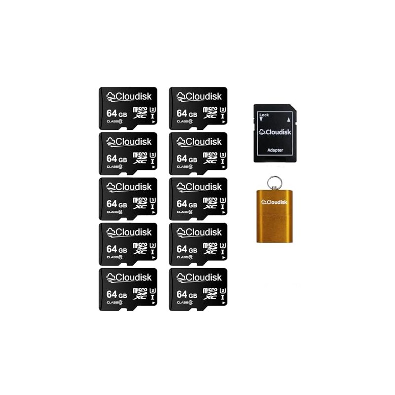 Paquete de 10 tarjetas micro SD de 64 GB, tarjeta