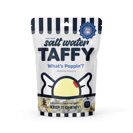 Taffy Shop What's Poppin'? Buttered Popcorn Salt Water Taffy – Gourmet Soft Chewy Candy, Bulk Sweet Snack, Fresh Gift & Gluten-Free, 35 Individually Wrapped Pieces (7oz)