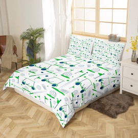Feelyou Kids Golf Bedding Set Full Size Golf Ball Golf Club Bedding Duvet Cover Set for Boys Girls Teens Golf Lover Sports Hobby Comforter Cover Bedspread Cover Green White Bedroom Decor Quilt Cover