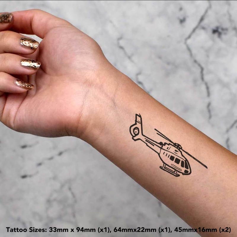 Azeeda 4 x 'Hubschrauber im Flug' Temporäre Tattoos - Wasserfest,