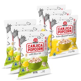 OKOSHI - Kit 6 Hominy Popcorn Snacks - Hominy Corn Light Popcorn, Healthy Snacks - High Fibers, Vegan, Kosher, Non-GMO - 3 Olive Oil + 3 Buttered