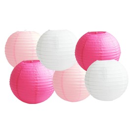 Paper Lanterns Mix Color Packs of 6 Round Paper Lanterns Lampshade Party Decorations (Pink Shade, 10" (25 Cm))