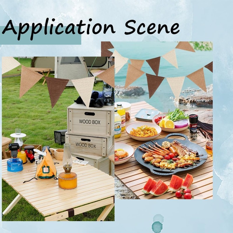 12Pcs Vintage Gradient Hessian Burlap Bunting Banner Wedding Party Photography