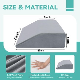 HOMBYS Extra Large Recliner Leg Pillow Support, 5 inch Thick Foam Foot Rest Cushion for Couch, Ergonomic and Multifunctional Leg Elevation Pad for Sofa, Chair, Bed(Grey)