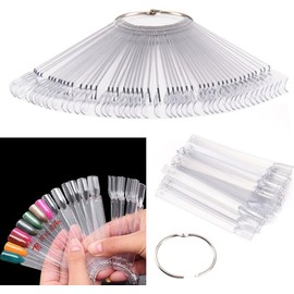BESTYASH Muestrario De Uñas Transparente Con Anillo MetáLico 50 Piezas Soporte Para ExhibicióN De Arte De Uñas Diy Gel AcríLico Esmalte Palitos De Colores