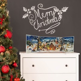 Nostalgischer Adventskalender/Weihnachtskalender mit Bildern und Glimmer "Kleines Dorf im Winter"