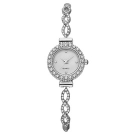 Women Analog Quartz Watch with Diamonds Bracelet Dress Watch for Female Wristwatch with Rose Gold Bracelet, silver