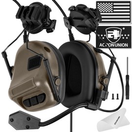 ACTIONUNION Tactical Headset for Airsoft Fast Helmet No Noise Reduction (Tan)