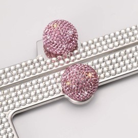 SAVORI License Plate Frame Screws Bolts Crystal Rhinestone Anti-Theft Metal Fastener Caps Cover Kit Universal Bling Car Accessories Decor 2PCS (Pink)