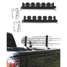 Spirrelab Truck Bed Fishing Rod Holders Holds 6 Fishing Rods, Aluminum Fly Fishing Rod Holder for Truck Bed Pickup