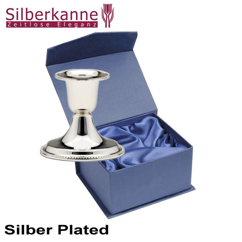 SILBERKANNE Candlestick with Pearl Pattern H 7 cm Premium Silver